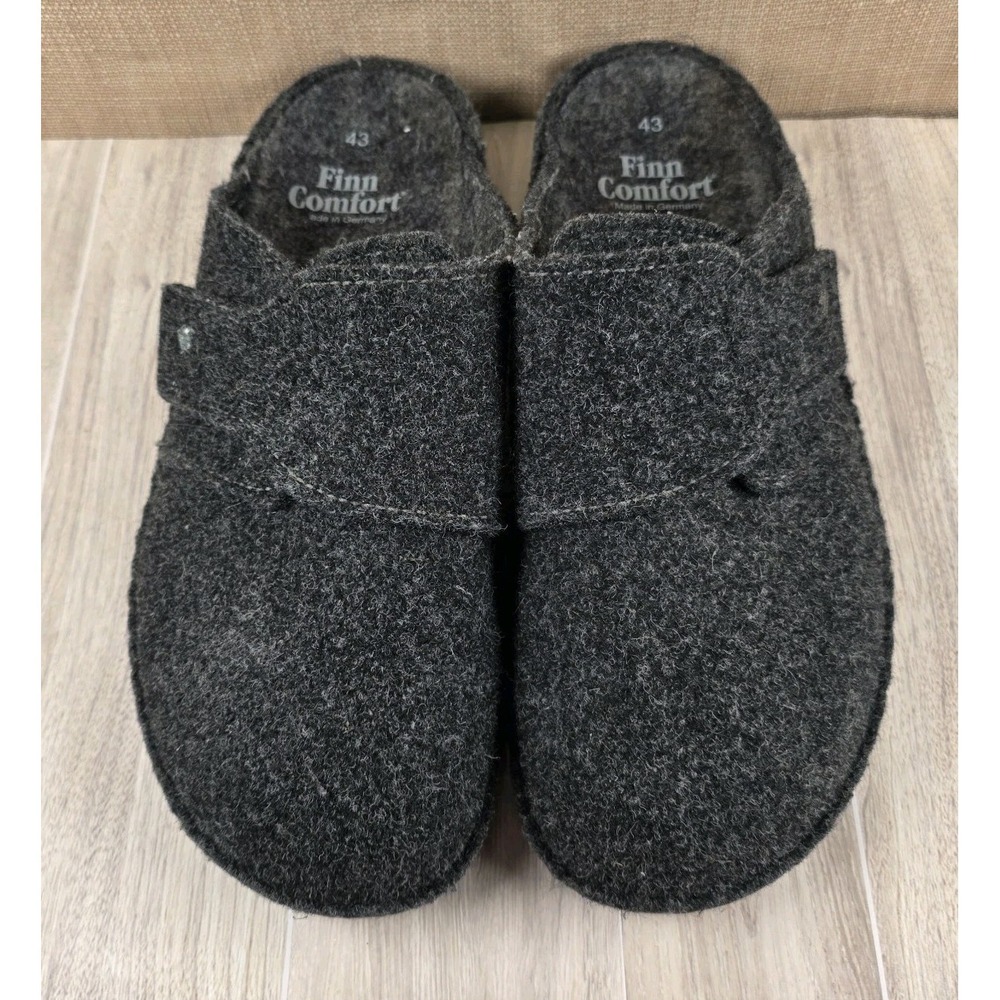 Finn Comfort Tirol Anthracite Grey Felt Wool Clog Slippers Womens 43 US 12